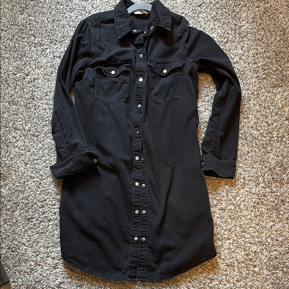 HM Black Denim Button Down Dress